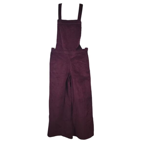 Xhilaration Corduroy Women Burgundy Adjustable Wide Leg Jumpsuit Size Large NEW - Picture 2 of 13